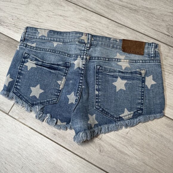 Lite Hearted Womens Star Print Denim Cut-Off Shorts Size 30 - Picture 4 of 4